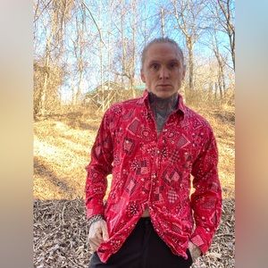 Vintage red bandanna flannel